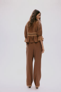 Pantal?n con cord?n de ajuste y ribetes de encaje - H&m фото 4
