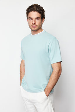 TRENDYOL MAN Premium Tas Oversize/Genis Kesim Triko Bantl? Dokulu Pike T-Shirt TMNSS23TS00079 - Trendyolmilla фото 42