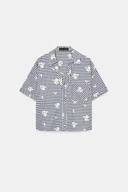 CAMISA CUADROS BORDADOS SET / Marino / Blanco - Zara фото 8