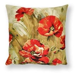 Акварель маки - гобеленовая наволочка 45х45 см