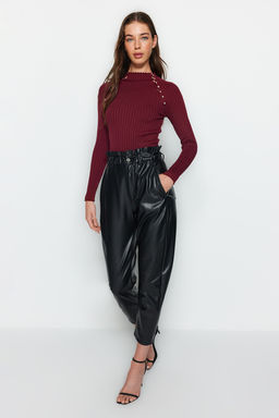 Bordo Pencere/Cut Out Aksesuar Detayl? Triko Kazak TWOAW24KZ00225 - Trendyolmilla фото 3