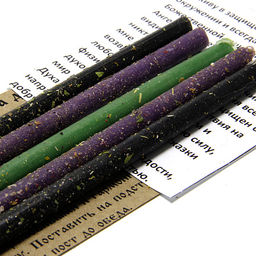 Свеча воск Травы Мой дом-моя крепость Защита семьи и дома Девясил, Шалфей, Папоротник, Можжевельник уп-5шт 16см