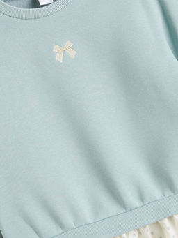 Bisiklet Yaka Bask?l? K?z ?ocuk Sweatshirt