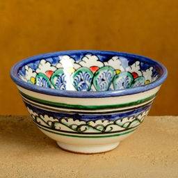 Набор чайный Риштанская керамика, 4 предмета: чайник 700 мл, 2 пиалы d=9.5 см, тарелка d=17 см, синий