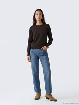 Bisiklet Yaka Kad?n Triko Kazak