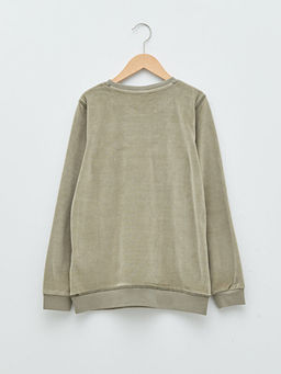Bisiklet Yaka Nak?? Detayl? Uzun Kollu Kadife Erkek ?ocuk Sweatshirt - Waikiki фото 2