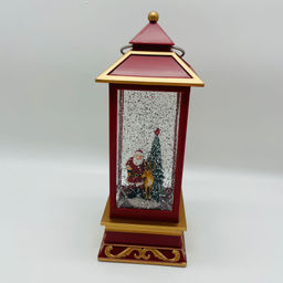 Новогодний декор Фонарь стекло - Дед Мороз с оленем 27 см (арт. WDL-23028A) - Ип лебедев о.ю фото 2