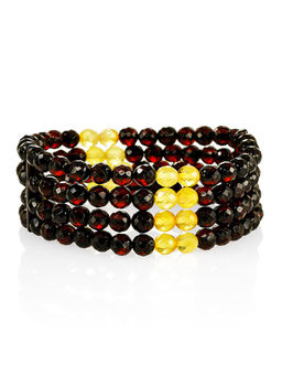 Браслет из натурального янтаря Карамель алмазная четырёхрядная