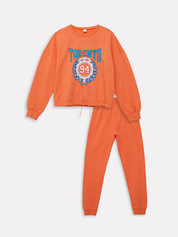 Bisiklet Yaka Bask?l? Uzun Kollu K?z ?ocuk Pijama Tak?m?