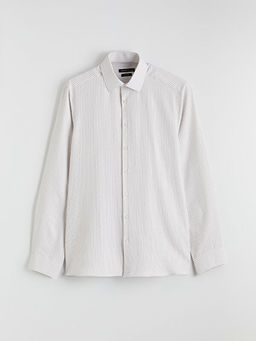 Slim Fit ?izgili Gabardin Erkek G?mlek