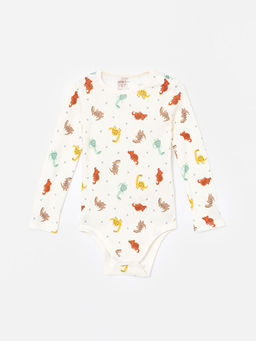 Bisiklet Yaka Uzun Kollu Bask?l? Erkek Bebek ??t??tl? Body