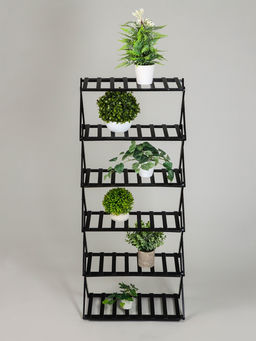 Стеллаж универсальный, 6 полок, 50×25×110 см, напольный, открытый, чёрный, Greengo