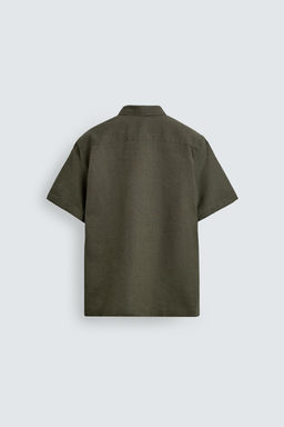 CAMISA ESTRUCTURA LINO - ALGOD?N / Oliva oscuro