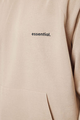 TRENDYOL MAN Bej Unisex Oversize/Genis Kesim Reglan Kol Sloganl? Kapusonlu Sweatshirt TMNAW25SW00156 - Trendyolmilla фото 14