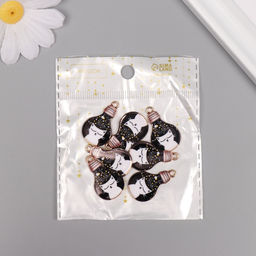 Цена за 8 шт. Декор для творчества металл, эмаль «Белый кот в лампочке», 2.8×1.6 см