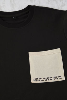 TRENDYOL MAN Siyah Tas Regular Fit Bask?l? Orme Sortlu Pijama Tak?m? TMNSS25PT00009 - Trendyolmilla фото 4