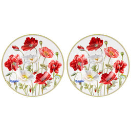 Набор тарелок 2 пр. 400 мл 22*22*4 см "Маки" глубокие NEW BONE CHINA