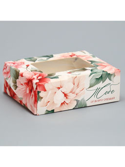 Цена за 10 шт. Кондитерская упаковка, коробка с ламинацией «Цветочный», 10×8×3.5 см