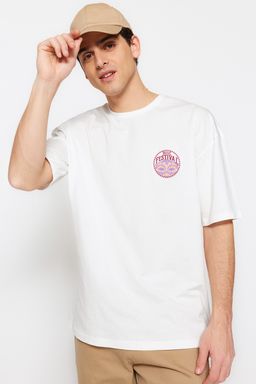 TRENDYOL MAN Ekru Unisex Oversize/Genis Kesim Etnik S?rt Bask?l? %100 Pamuklu T-shirt TMNSS23TS00212 - Trendyolmilla фото 10