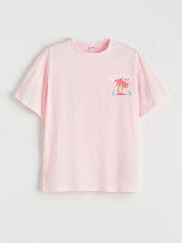 Bisiklet Yaka K?z ?ocuk Bask?l? Ti??rt