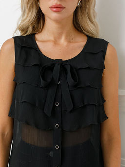 Блуза с воланами и съемным бантом