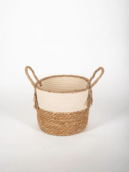 Корзина плетеная NEW, размер S, цвет белый/бежевый, арт JH-11122-1