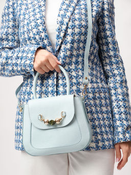 Кожаная сумка Deboro 30739 голубой айсберг