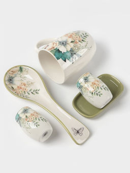 Чайная пара Доляна Цветы, 2 предмета: чашка, 250 мл, блюдце d=15 см, фарфор, белая