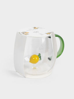 Кружка, 400 мл, стекло Б, зеленая ручка, Лимон, Lemon - Anna lafarg фото 5