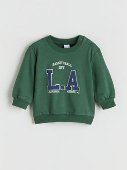 Bisiklet Yaka Bask?l? Erkek Bebek Sweatshirt ve E?ofman Alt 2li