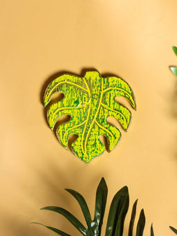 Панно «Лист», 12×13×1 см, дерево, зелёное