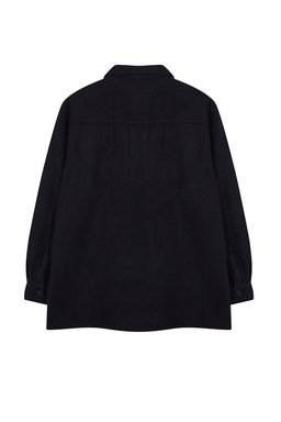 TRENDYOL MAN Siyah Oversize Fit Kase K?sl?k Dokulu Gomlek TMNAW25GO00005 - Trendyolmilla фото 3