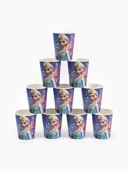 Посуда одноразовая бумажная на 10 персон: стаканы, тарелки, скатерть, Холодное сердце