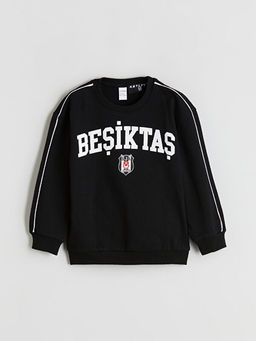 Bisiklet Yaka Be?ikta? Bask?l? Erkek ?ocuk Sweatshirt