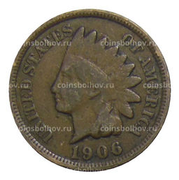 Монета 1 цент 1906 года США