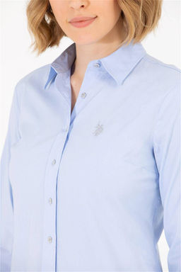 U. S. Polo Assn Женская голубая базовая рубашка с длинным рукавом - U.s. polo assn фото 14