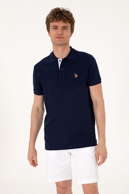 Erkek Slim Fit Polo Yaka Lacivert Basic Ti__rt Sepette S_rpriz _ndirim