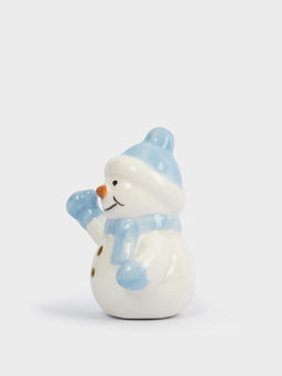 Статуэтка, 6 см, керамика, бело-голубая, Снеговик в шапке и шарфе, Snowman - Anna lafarg фото 3