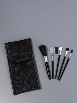 Цена за 3 шт. Набор кистей для макияжа SMOKY, 5 шт., футляр с зеркалом, чёрный