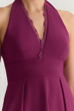 TRENDYOLMILLA Murdum Dantel Yaka Detayl? Dokuma Uzun S?k Abiye Elbise TPRSS25AE00035  фото 4