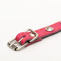 Ошейник кожаный двухслойный со стразами, 1,2 х 35 см, ОШ 20-30 см, розовый - Пижон фото 4