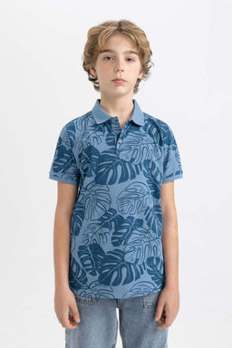 Футболка-поло из пике с короткими рукавами и рисунком для мальчиков - Defacto фото 3