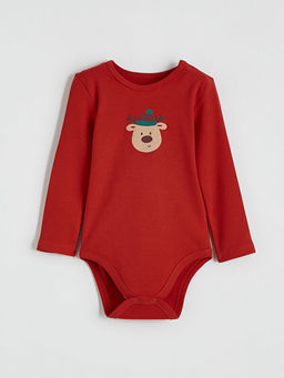 Geyik Bask?l? K?z Uzun Kollu Erkek Bebek ??t??tl? Body 2li