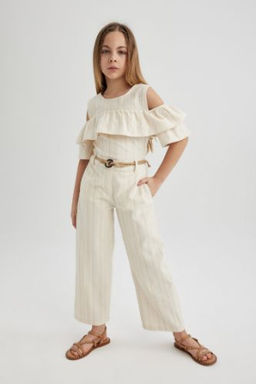 K?z Cocuk Wide Leg Genis Paca Pamuklu Pantolon