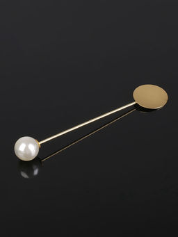 Основа Брошь-игла с бусиной d=1 см (набор 5 шт.), L=7.5 см, площадка 1.5 см, цвет золото