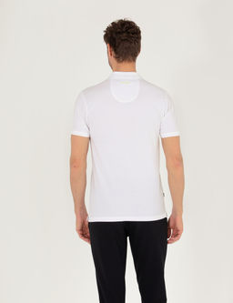 Beyaz Slim Fit G___s Bask_l_ Polo Yaka Ti__rt