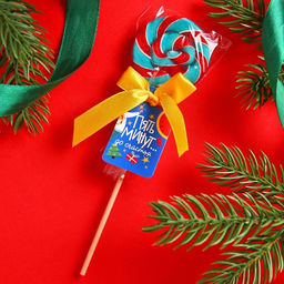 Цена за 2 шт. Леденец новогодний на палочке Пять минут до счастья, вкус: грейпфрут-гуава, 15 г - Фабрика счастья фото 5