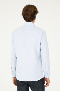 Мужская голубая базовая рубашка с длинным рукавом - U.s. polo assn фото 5