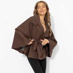 Жакет‑кейп, Дикое притяжение (с поясом, брауни) - Charutti фото 11