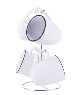 Набор кружек 4 шт керамика на мет.подставке, арт. KL-400 - Полимербыт фото 2